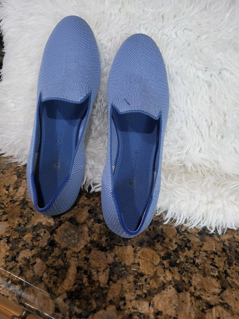 Rothy's Light Blue Knit Slip-On Loafers